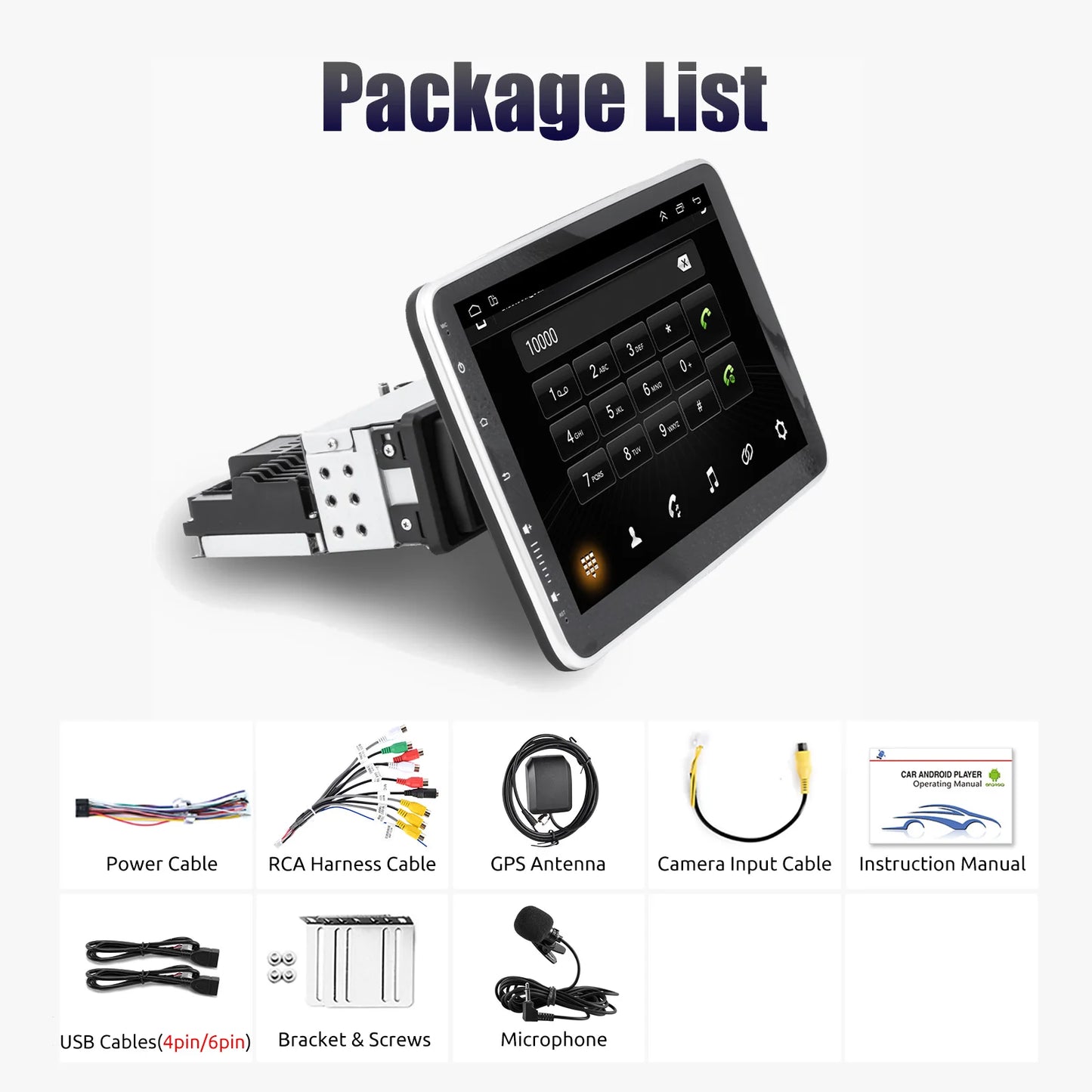 ESSGOO Android 13 10.1 Inch Universal Single Rotatable Car Radio Auto Carplay Multimedia Player GPS Navi Automotive Stereo