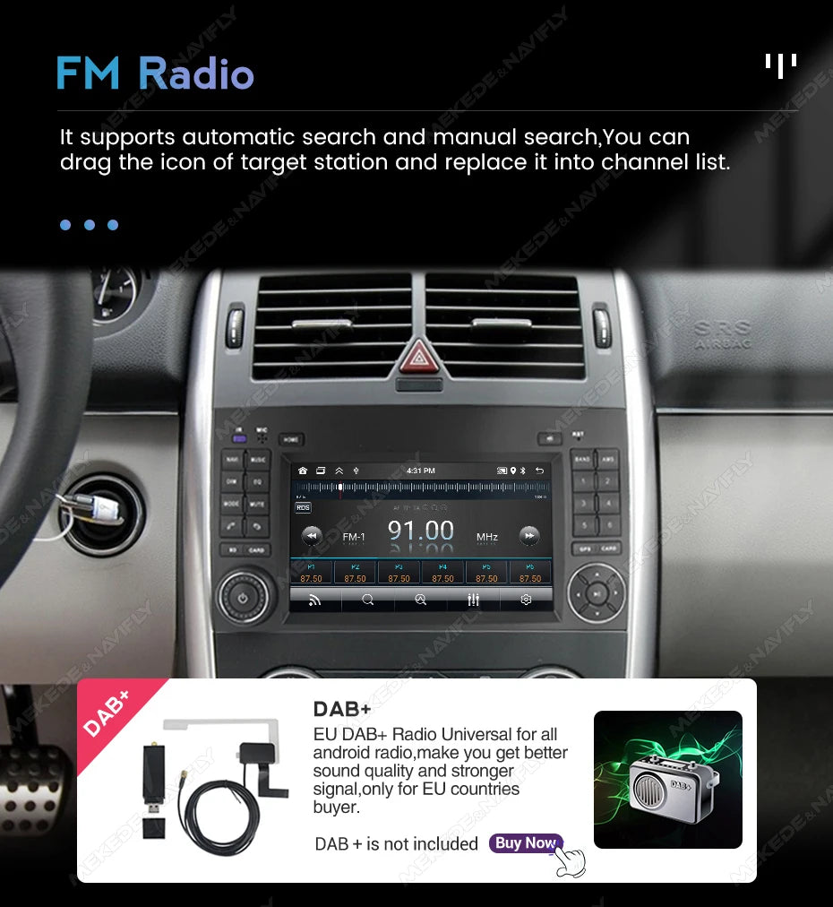 7" 2din Android Car Radio Stereo Video Player For Mercedes Benz B200 A B Class W169 W245 Viano Vito W639 Sprinter W906 Carplay