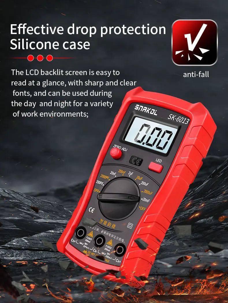 SK-6013 Digital Capacimeter Professional Capacitance Meter 20000uf Capacitor Tester 1999 Counts Electrician Multimeter
