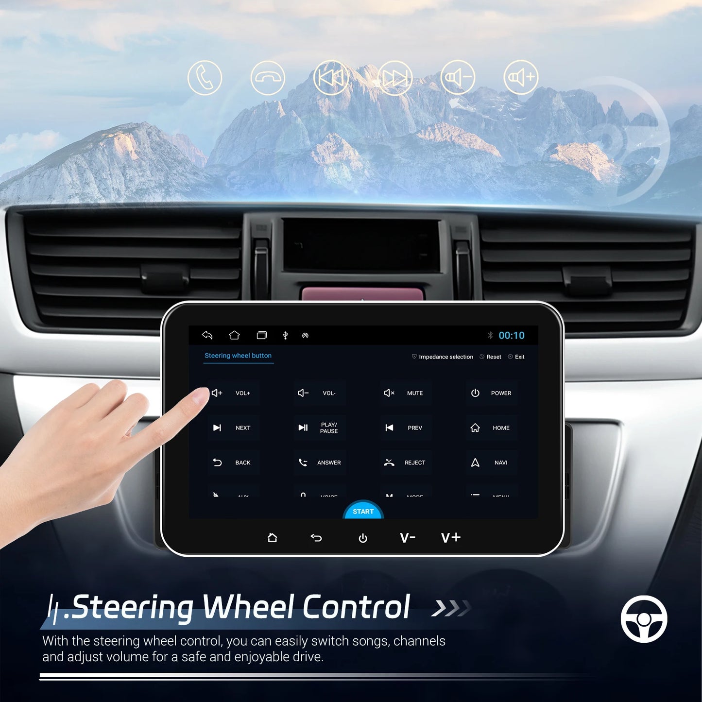 Podofo 2+32G Android Car Radio 7'' 1Din Multimedia Player Carplay Android Auto GPS Navigation WIFI EQ Split Screen Car Stereo