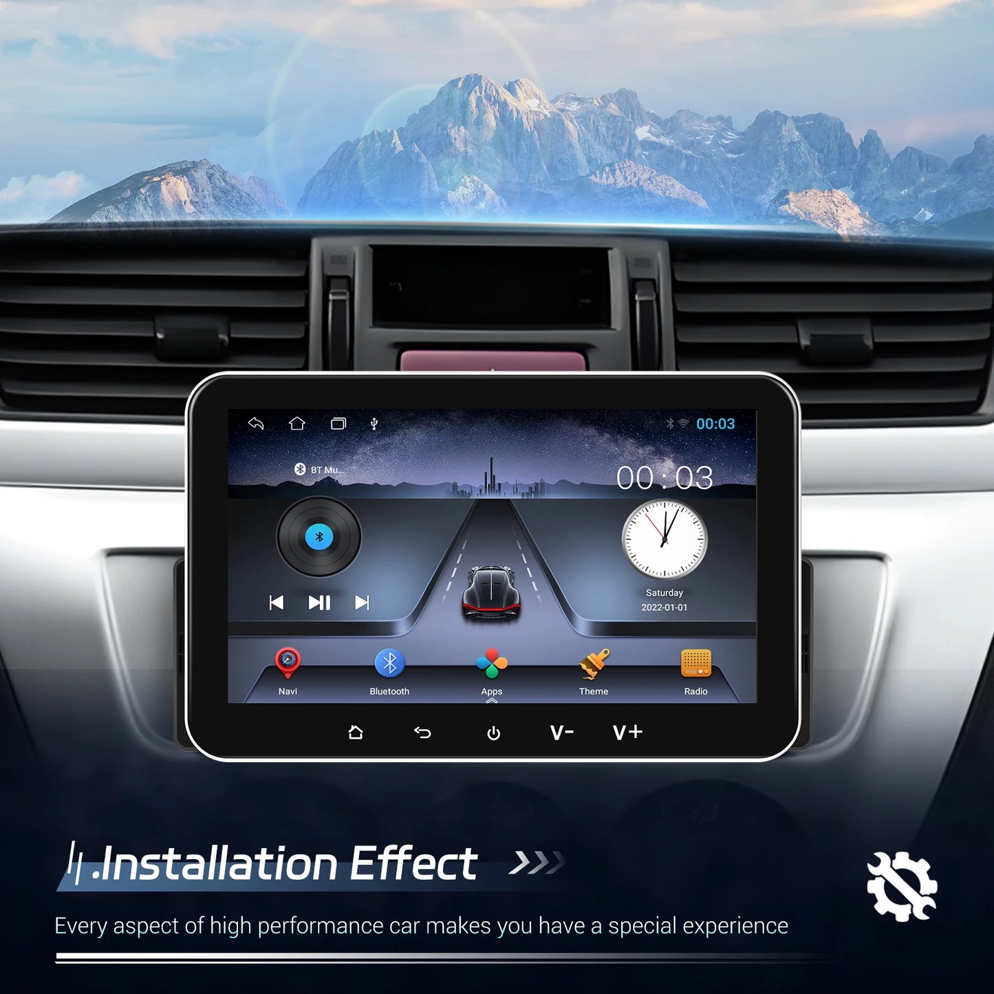 Podofo 2+32G Android Car Radio 7'' 1Din Multimedia Player Carplay Android Auto GPS Navigation WIFI EQ Split Screen Car Stereo