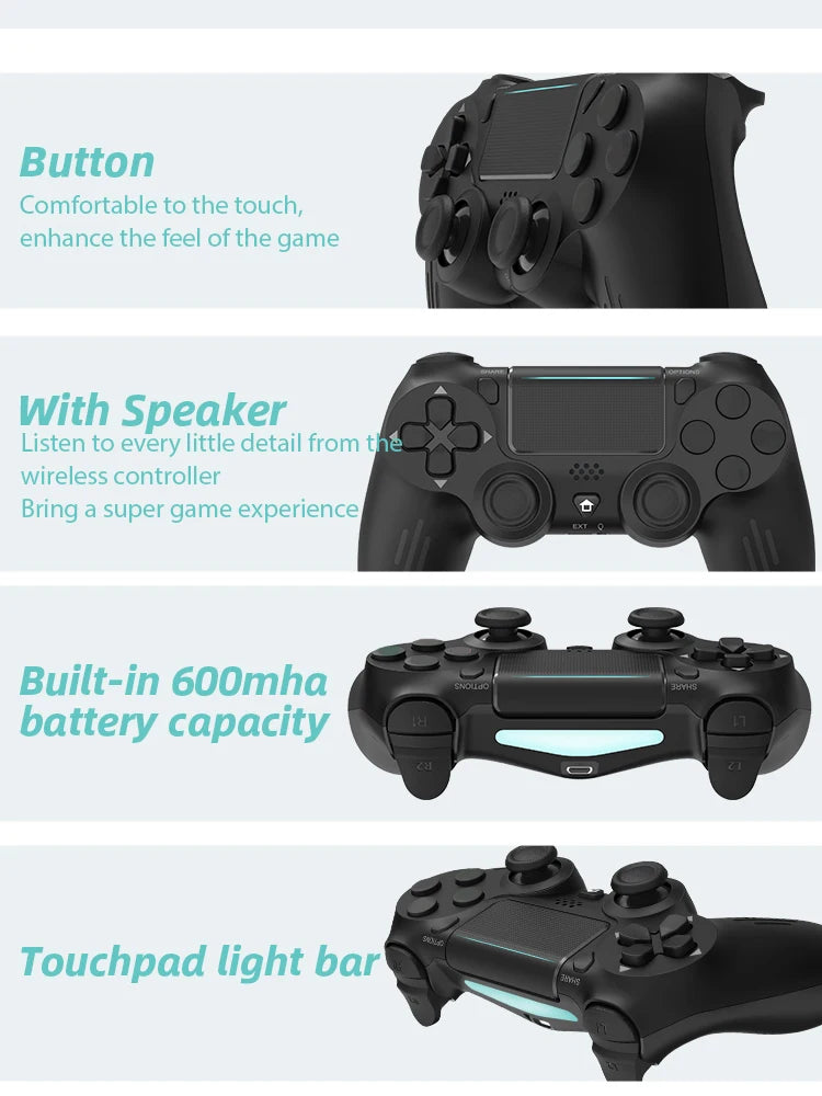 Bluetooth-yhteensopiva peliohjain PS4/Slim/Pro langattomalle peliohjaimelle PC:lle Dual Vibration Joystick IOS/Androidille