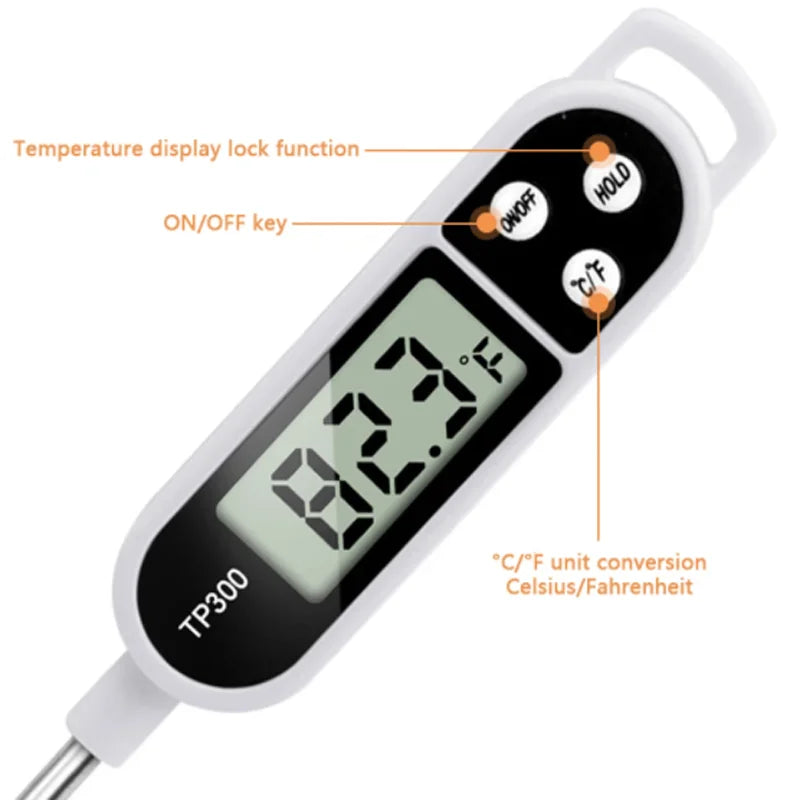 Food Thermometer Digital Real-Time Reading Meat And Beverage Thermometer With LCD Display And Probe Electronic Kitchen Thermomet