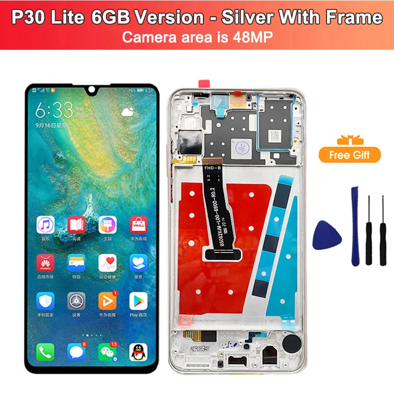 New LCD For HUAWEI P30 Lite LCD Display Touch Screen For HUAWEI P30 Lite Screen Nova 4e MAR-LX1 AL01 Digitizer Assembly