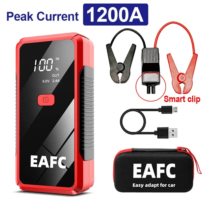 EAFC 2000A/1200A Portable Car Portable Jump Starter With Power Bank Fast Charge 12V Auto Battery Charger Booster Starting Device