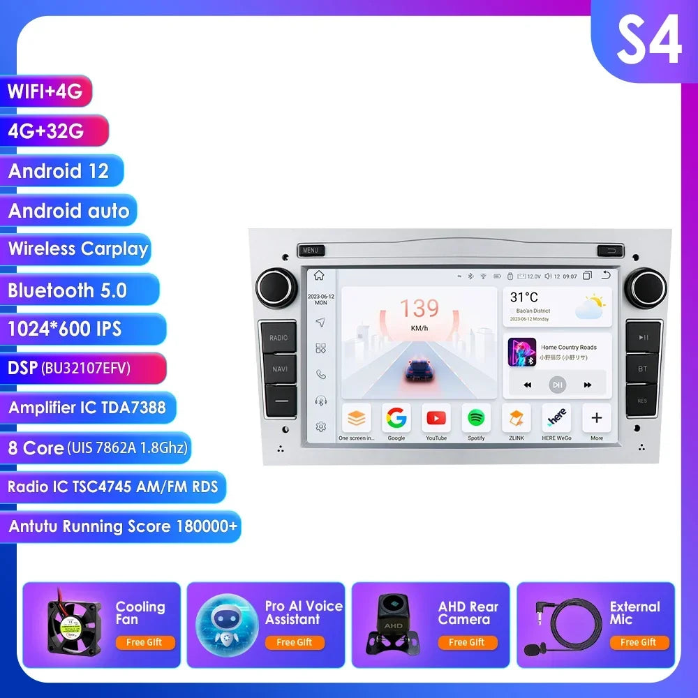 8G+128G 2Din Android 13 Car GPS Navigation Autoradio for Opel Astra H G J Antara Vectra C B Vivaro Corsa C D Zafira B Stereo RDS