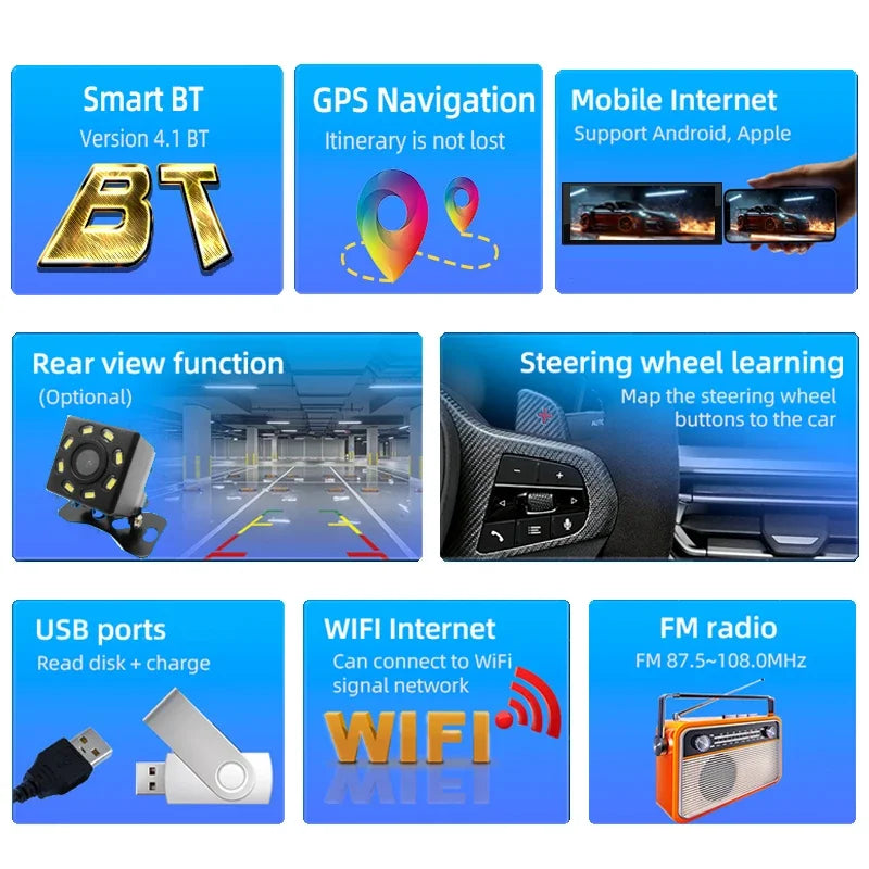 1 Din Android Car Radio Wireless CarPlay Mirror Link Bluetooth WiFi Android-Auto 6.86 Inches GPS Navigation Multimedia Player