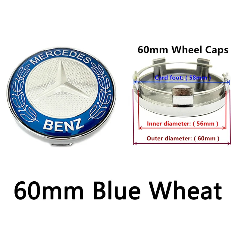 40pcs 56mm 60mm 68mm 75mm 3Pin For Wheel Hub Center Caps Mercedes Benz Emblem Car Rim Hubcap Badge Logo Auto Styling Accessories