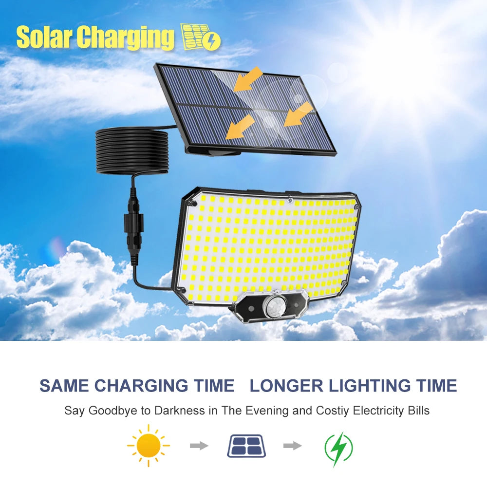 Solar Lights 234LED Solar Security Lights Outdoor Garden Motion Sensor 3 Modes Waterproof Split Solar Flood Wall Lights Garage