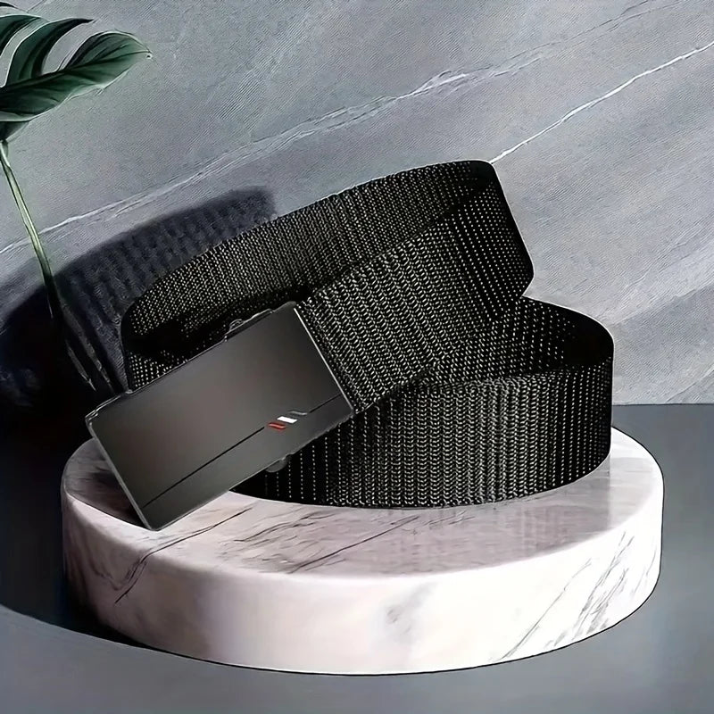 1Pcs Fashion Business Men's Belt Genuine Luxury Brand Leisure Belt Automatic Buckle Belt Canvas Belt With Cargo Pants Jeans Belt