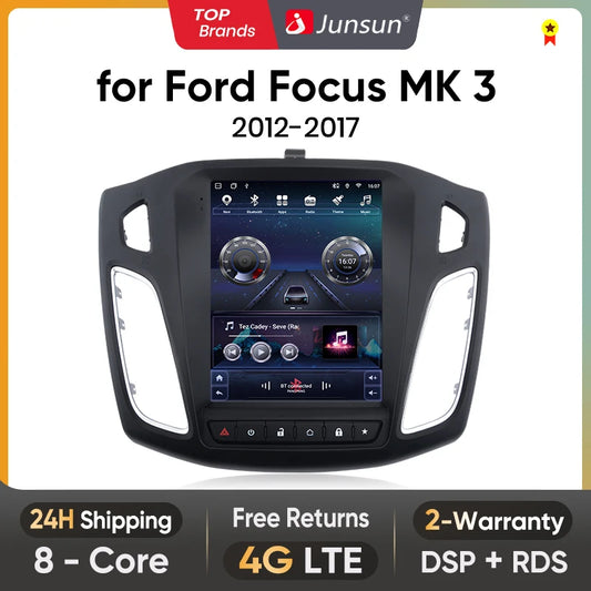Junsun For Tesla Style Android Auto 4G Wireless Carplay DSP Car Radio Multimedia Player For Ford Focus MK 3 2012-2017 no 2din