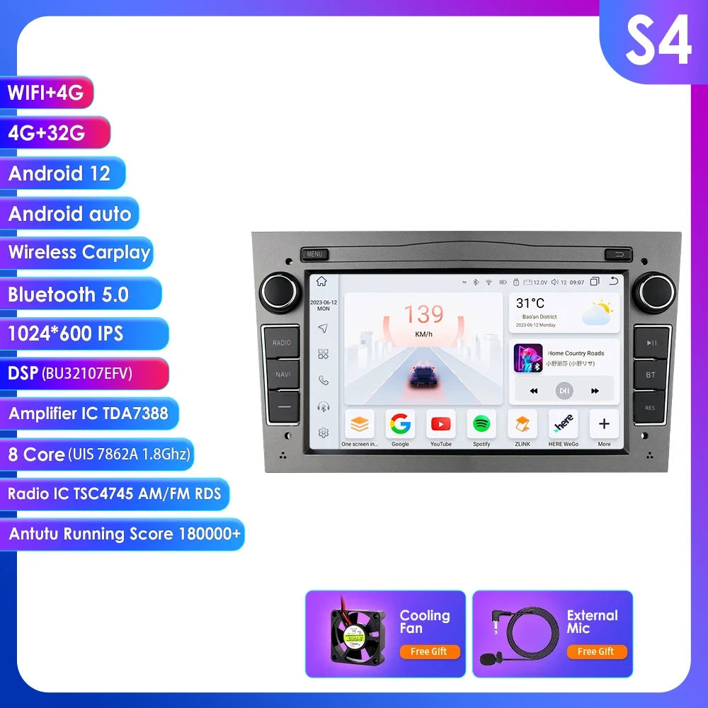 8G+128G 2Din Android 13 Car GPS Navigation Autoradio for Opel Astra H G J Antara Vectra C B Vivaro Corsa C D Zafira B Stereo RDS