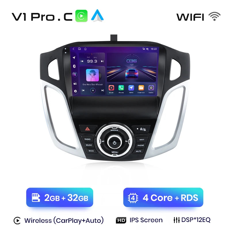 Junsun For Tesla Style Android Auto 4G Wireless Carplay DSP Car Radio Multimedia Player For Ford Focus MK 3 2012-2017 no 2din