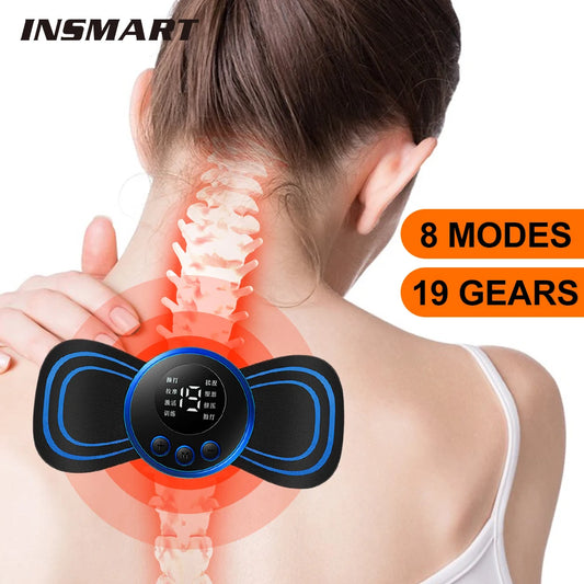 Mini Neck Massager Sähköinen lihasstimulaattori Kohdunkaulan hierontalaastarit Hierontatyynyt Kaukosäädin selän kehon terveydelle