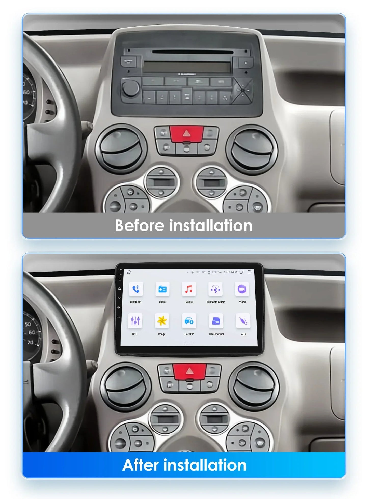 Android Radio Car Multimedia for Fiat Panda 2003 -2012 Android Auto Audio GPS 7862 Stereo Car CarPlay Intelligent Screen Player