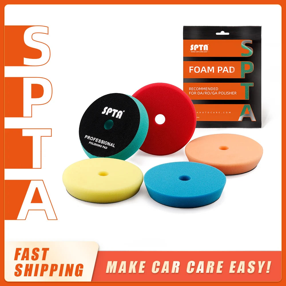 (Bulk Sale) SPTA 3"/5"/6" Car Spong Buffing Polishing Pad T-Shape Flat PolishPad Hook&Loop Removes Scratche For Polishing/Waxing