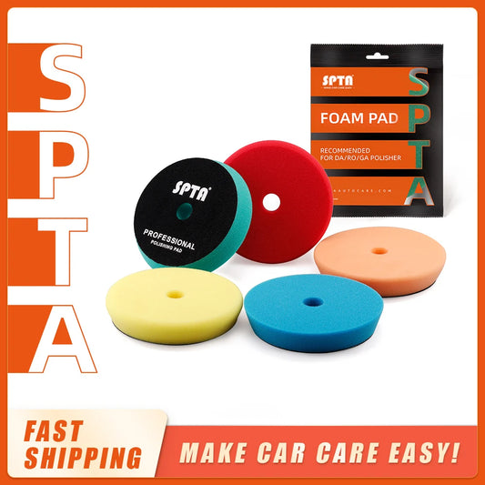 (Bulk Sale) SPTA 3"/5"/6" Car Spong Buffing Polishing Pad T-Shape Flat PolishPad Hook&Loop Removes Scratche For Polishing/Waxing