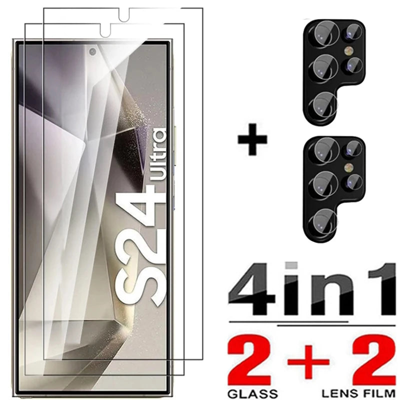 6in1 Tempered Glass For Samsung Galaxy S24 Ultra Screen Protector Camera Lens Protective Film S24 Plus S24+ S24Ultra Lens Glass