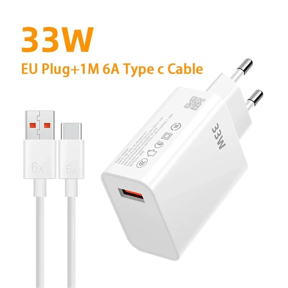Original Xiaomi Charger 33W Fast Turbo Charge 6A Type C Cable For Mi 10T POCO X3 NFC X4 Redmi K30 K40 Note 9 10 11 Pro