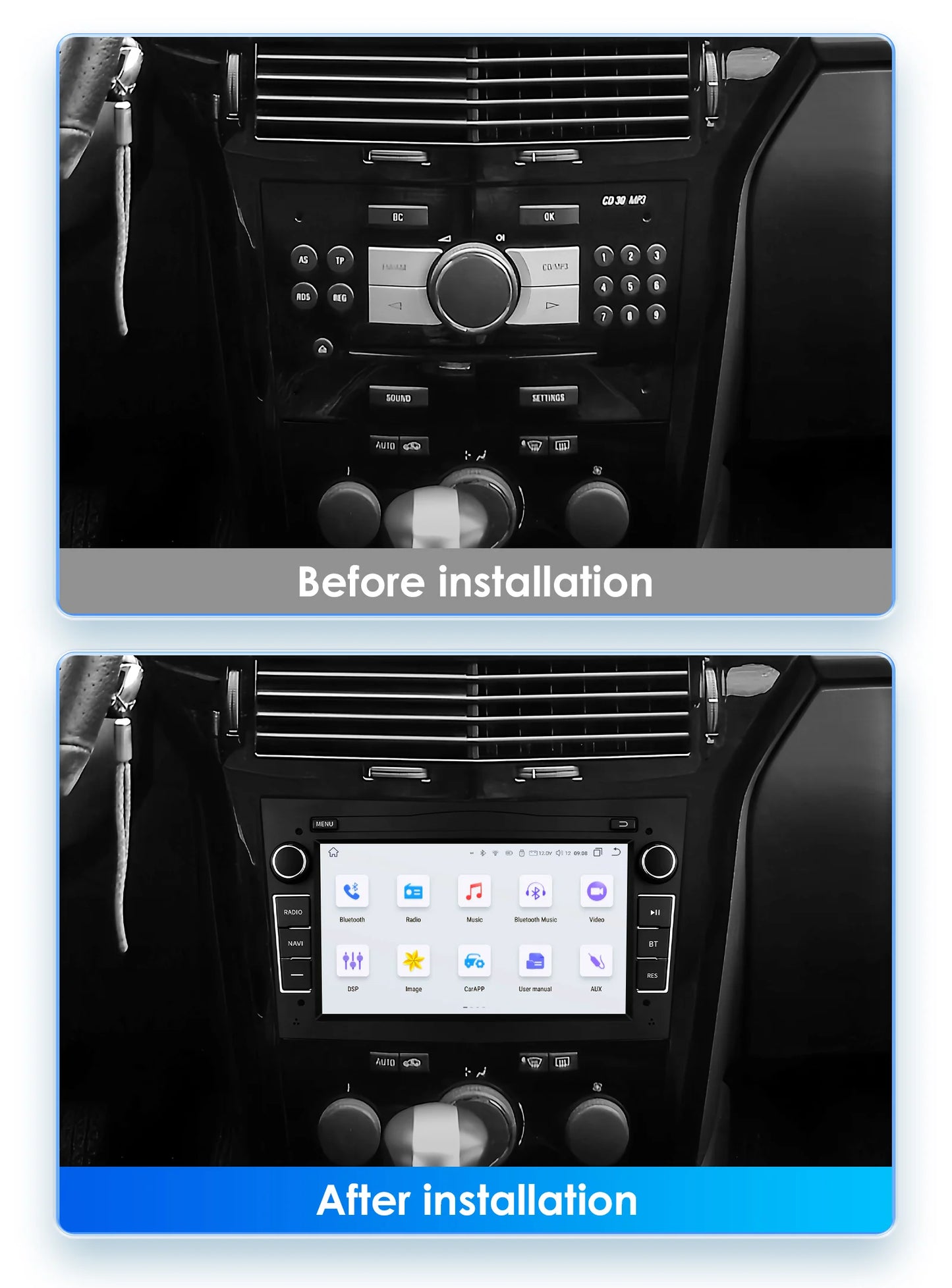 8G+128G 2Din Android 13 Car GPS Navigation Autoradio for Opel Astra H G J Antara Vectra C B Vivaro Corsa C D Zafira B Stereo RDS