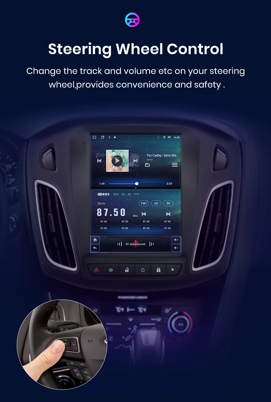 Junsun For Tesla Style Android Auto 4G Wireless Carplay DSP Car Radio Multimedia Player For Ford Focus MK 3 2012-2017 no 2din