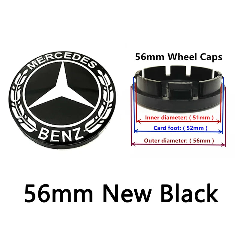 40pcs 56mm 60mm 68mm 75mm 3Pin For Wheel Hub Center Caps Mercedes Benz Emblem Car Rim Hubcap Badge Logo Auto Styling Accessories