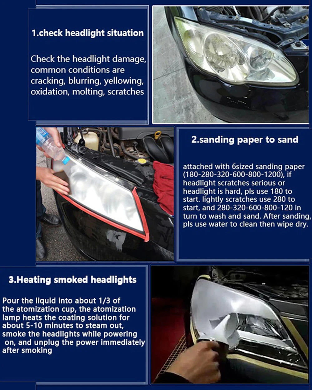 Car Headlight Polish Restoration Kit Automotive Headlight Care Tool Headlight Restoration Set Car Headlight Restoration Liquid
