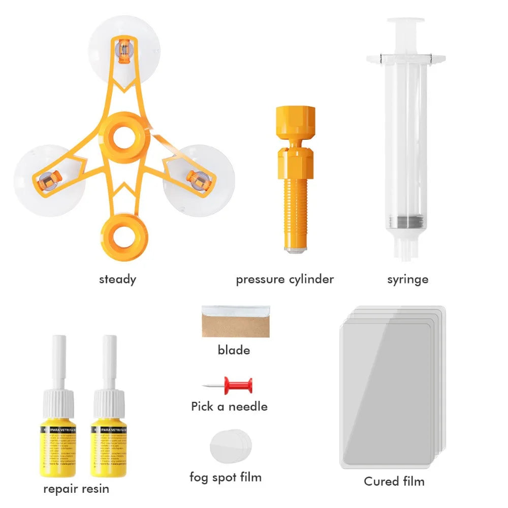 Windshield Car Crack Repair Kit DIY Window Mobile Screen Kit Cure Glue Car Glass Scratch Crack Repair Accessories Clean Neat