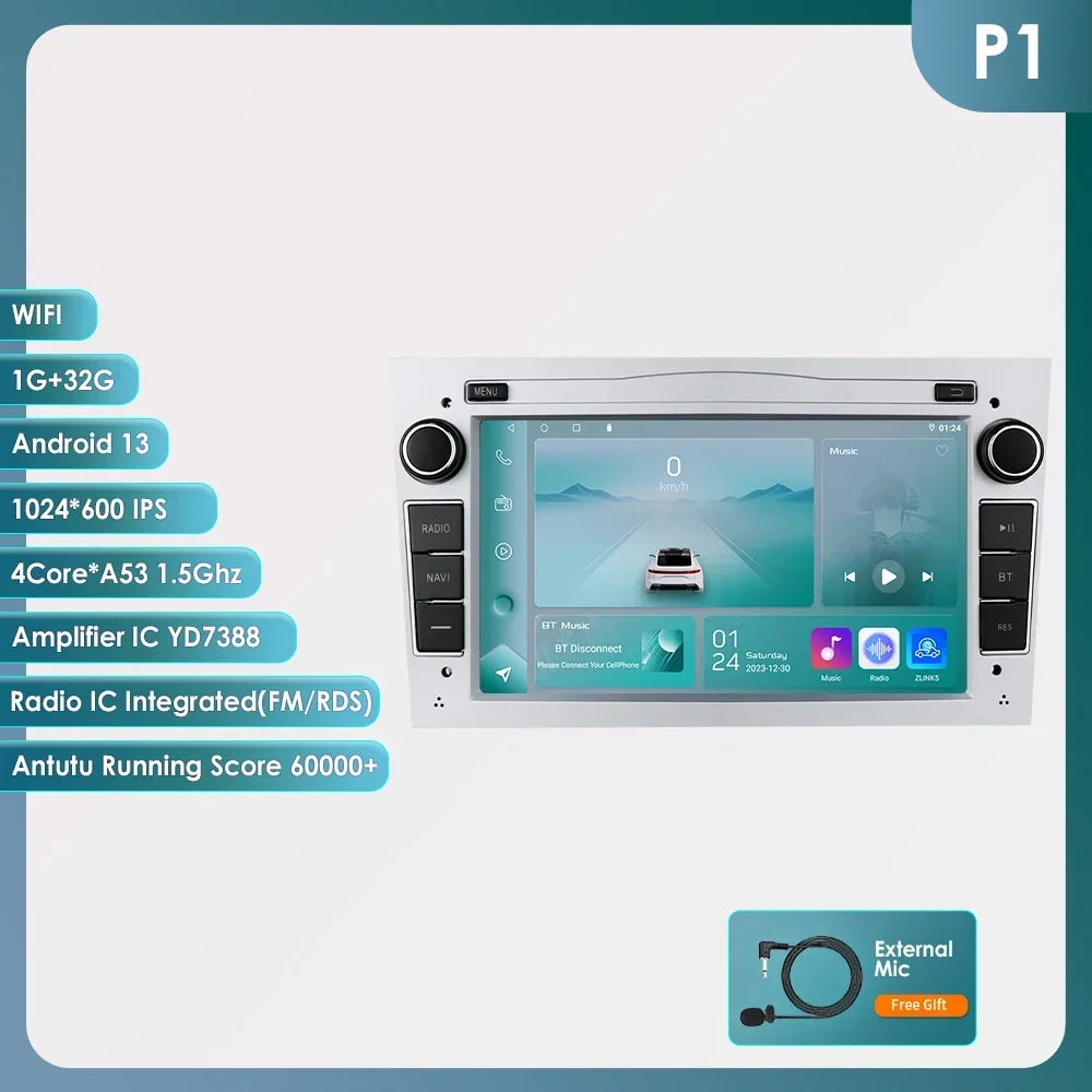 8G+128G 2Din Android 13 Car GPS Navigation Autoradio for Opel Astra H G J Antara Vectra C B Vivaro Corsa C D Zafira B Stereo RDS