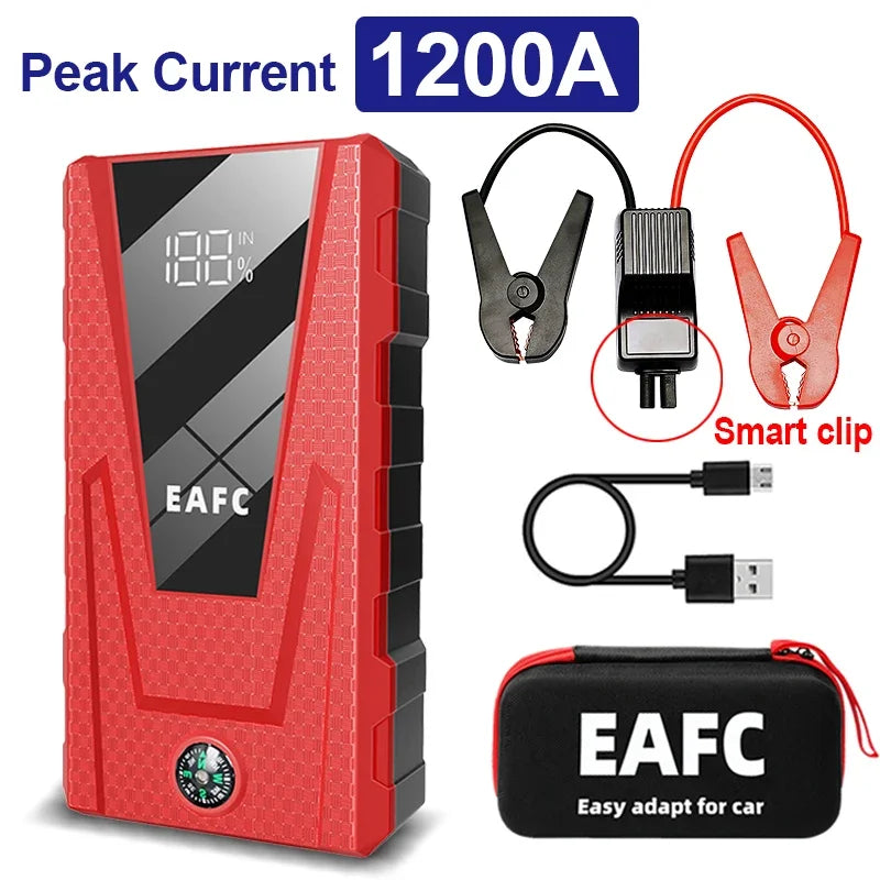 EAFC 2000A/1200A Portable Car Portable Jump Starter With Power Bank Fast Charge 12V Auto Battery Charger Booster Starting Device