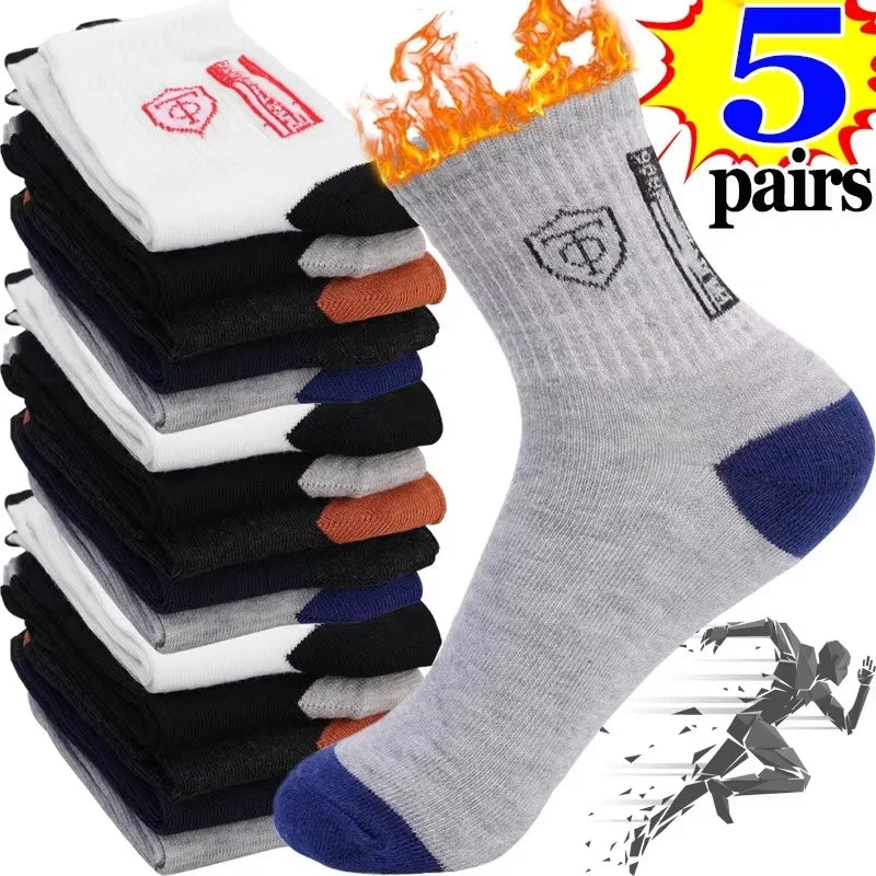 5Paria Hengittävä Puuvilla Urheilusukkahousut Miesten Bambukuitu Syksy ja Talvi Miesten Sukat Hikeä imevä Deodorantti Business Sox