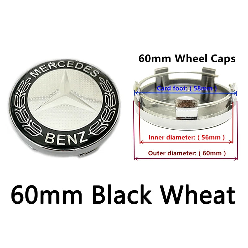 40pcs 56mm 60mm 68mm 75mm 3Pin For Wheel Hub Center Caps Mercedes Benz Emblem Car Rim Hubcap Badge Logo Auto Styling Accessories