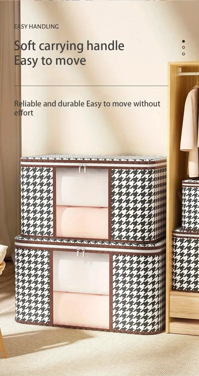 Visible Large Capacity Storage Box Portable Household Clothes Organizer With Handles Foldable Dustproof Quilt Zipper Container
