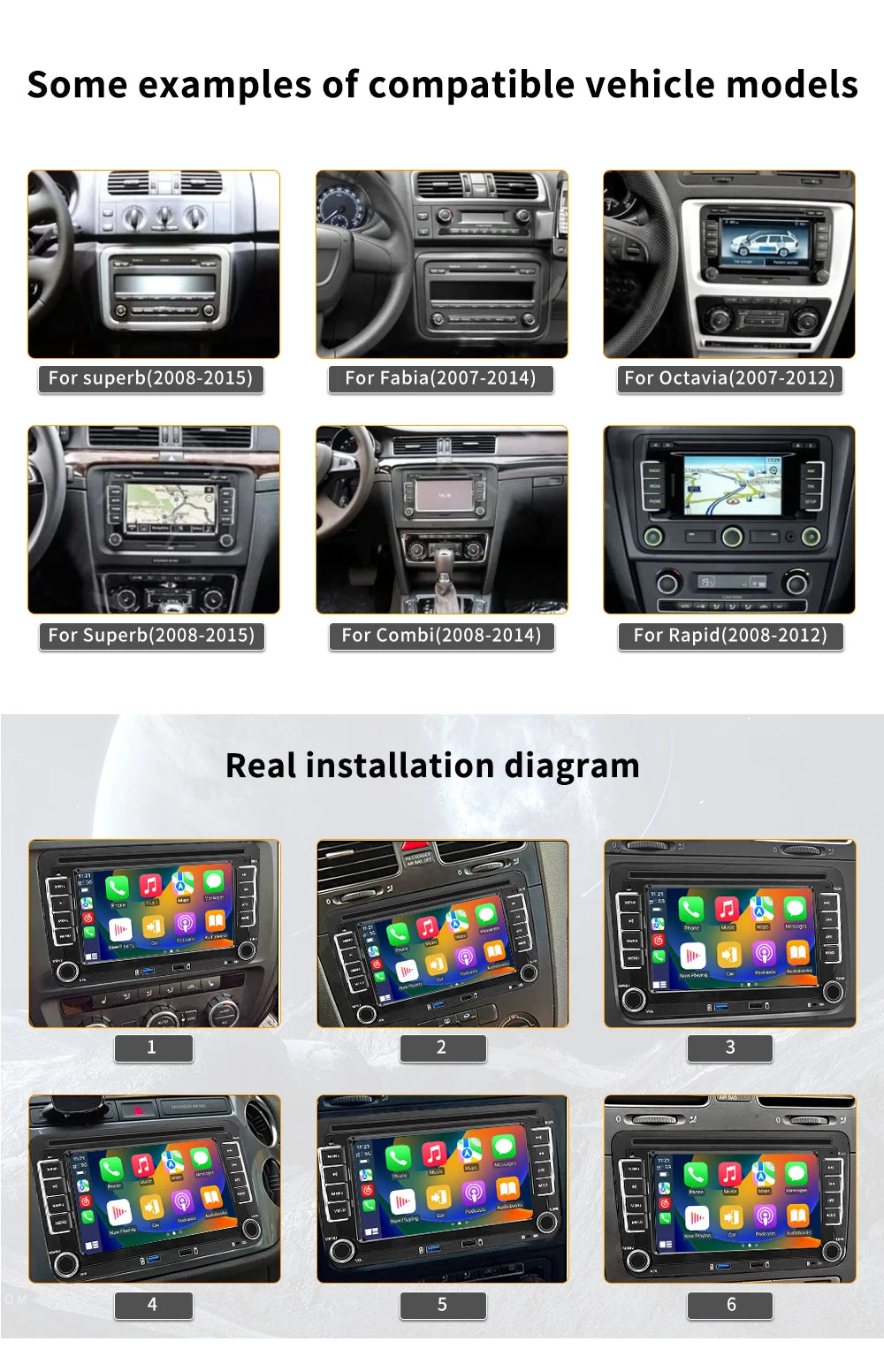 7 Inch Android 13 Auto Carplay Radio GPS For VW Volkswagen VW Multivan Scirocco Transporter und MultivanT5 T6 WiFi Car Player