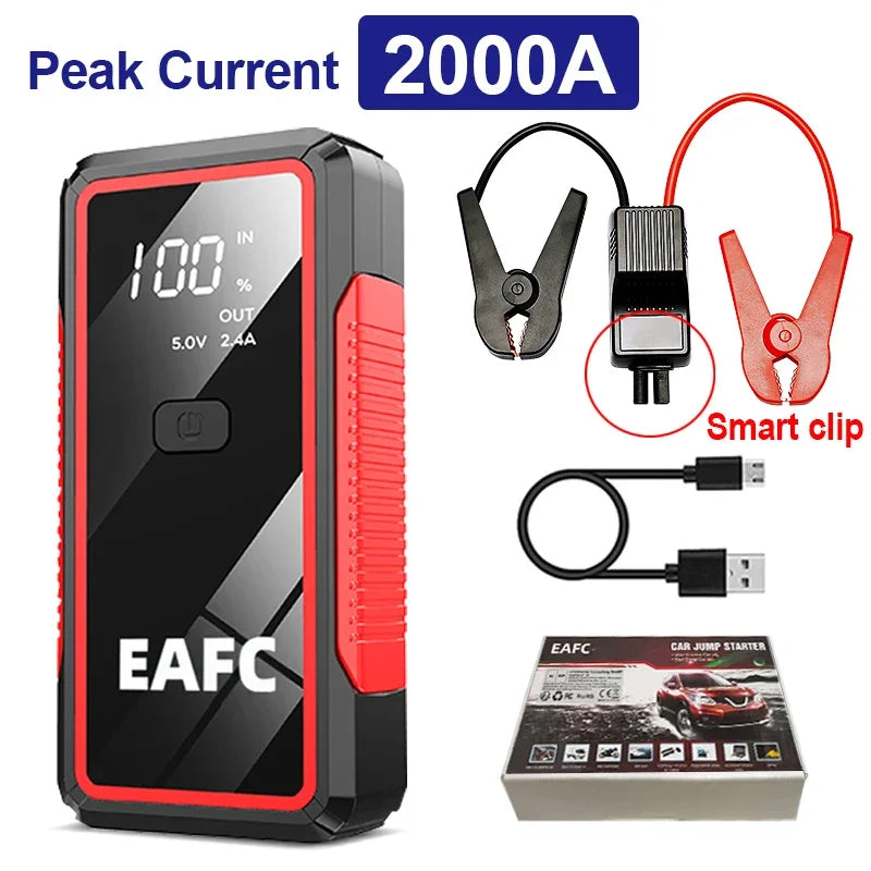 EAFC 2000A/1200A Portable Car Portable Jump Starter With Power Bank Fast Charge 12V Auto Battery Charger Booster Starting Device