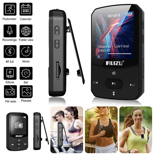 Sport Bluetooth MP3 Player Portable Clip Mini Music Walkman With Screen Support FM,Recording,Clock,Pedometer Radio