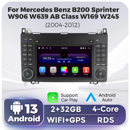 7" 2din Android Car Radio Stereo Video Player For Mercedes Benz B200 A B Class W169 W245 Viano Vito W639 Sprinter W906 Carplay