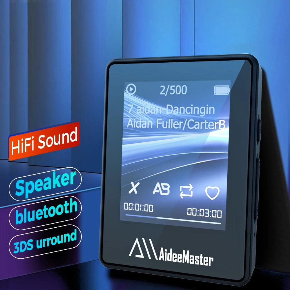 Portable BT MP3 Player Wireless Mini Digital HiFi Lossless Sound Music Players Small Black Walkman Audio Player