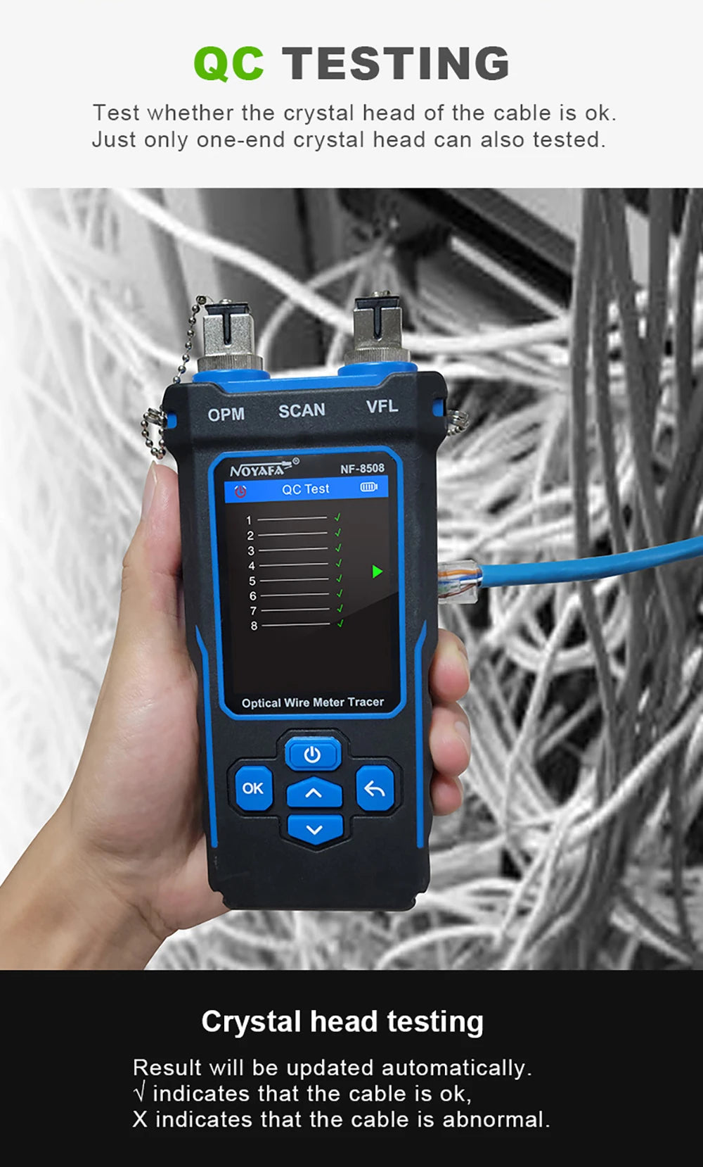 NOYAFA NF-8508 Cable Tracker LCD Display Network Tools Measure Length Wiremap Tester PoE Checker Optical Power Meter