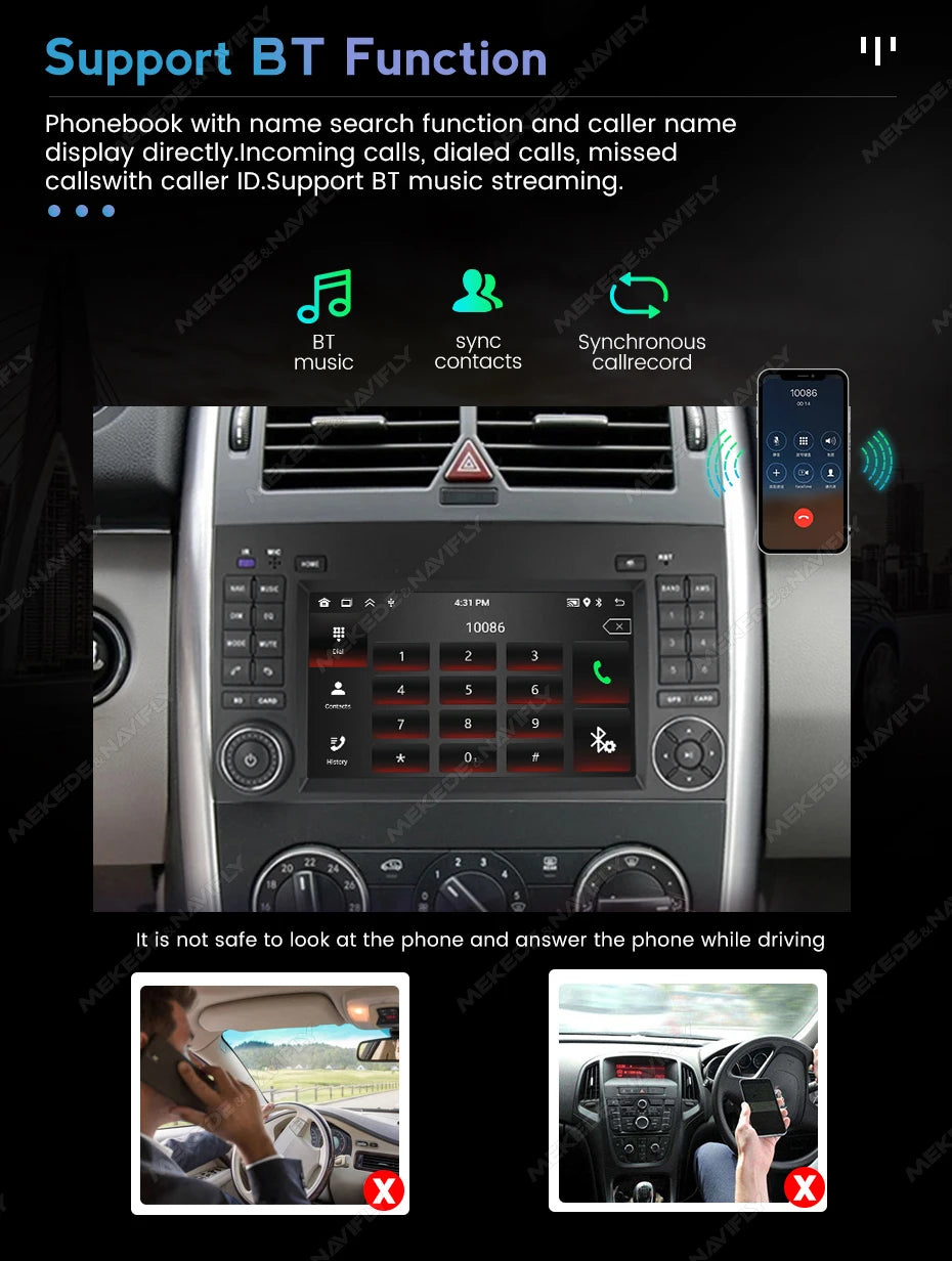 7" 2din Android Car Radio Stereo Video Player For Mercedes Benz B200 A B Class W169 W245 Viano Vito W639 Sprinter W906 Carplay