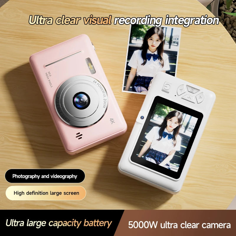 2025 New 4K Digital Camera Retro CCD 50 Million Pixels Portable Card Camera Entry-level Camera Dual Cam Flash 8X Zoom Auto Focus