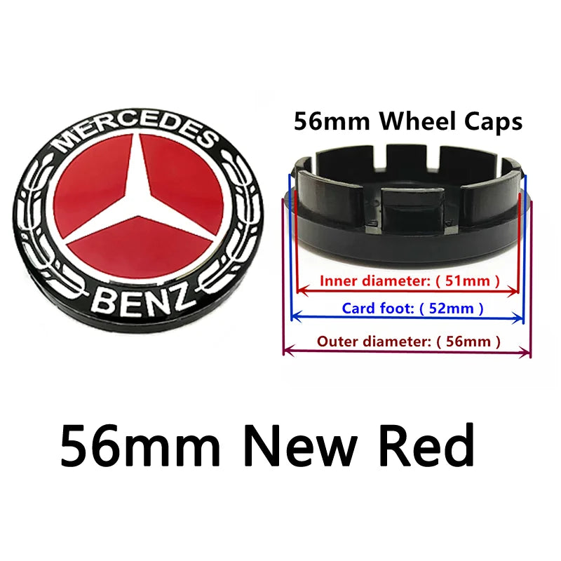 40pcs 56mm 60mm 68mm 75mm 3Pin For Wheel Hub Center Caps Mercedes Benz Emblem Car Rim Hubcap Badge Logo Auto Styling Accessories