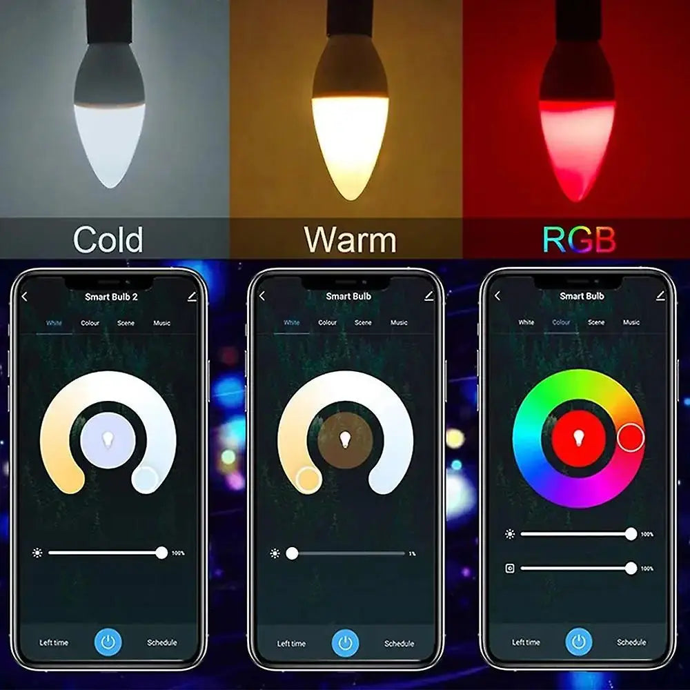 Led pirn küünal nutikas lamp E14 TUYA Bluetooth hämardatav RGB valgus 220 V APP grupi juhtimine Nutikas elu kodu ruumi kaunistamiseks