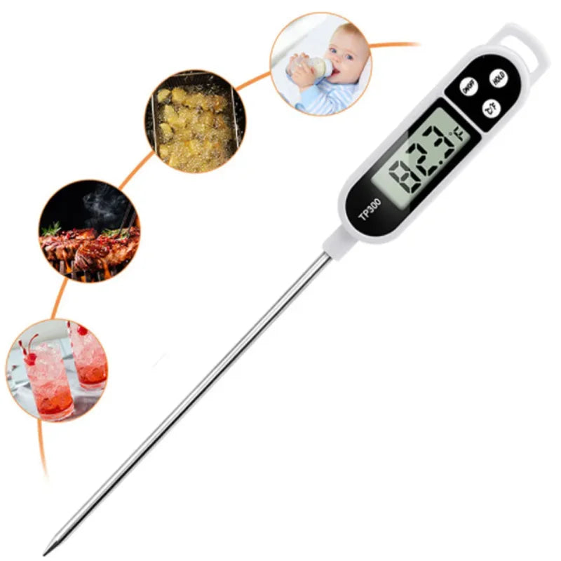Food Thermometer Digital Real-Time Reading Meat And Beverage Thermometer With LCD Display And Probe Electronic Kitchen Thermomet