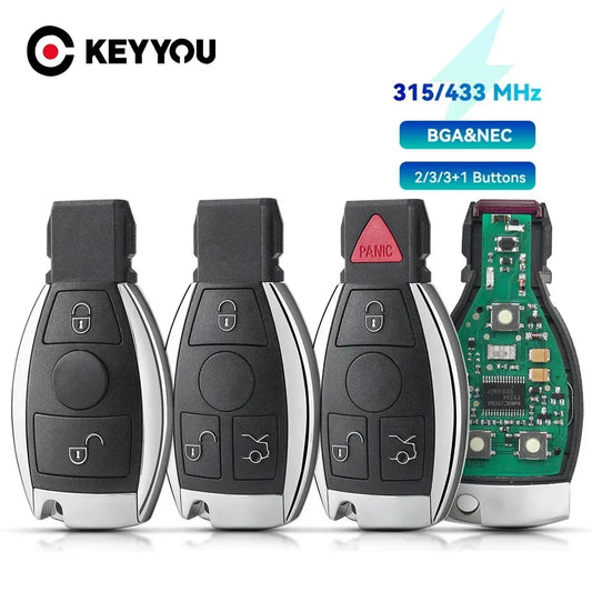KEYYOU 1PCS Smart Remote Autoavain Mercedes Benz ABSE Class Support BGA &amp; NEC Chip Fob 315Mhz 433.92MHz 2/3 Buttons Key
