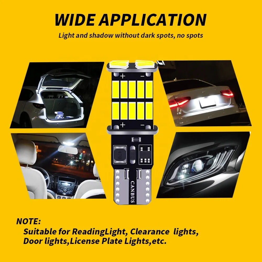 2/4/6/8/10/20 PCS CANBUS T10 W5W LED Bulbs 12V 24V 4014-26SMD 6500K White Car Interior Dome Courtesy Trunk License Plate Lights
