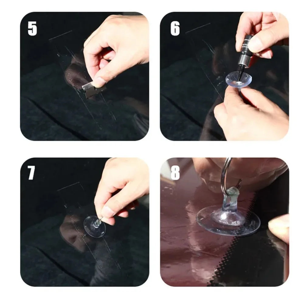 Windshield Car Crack Repair Kit DIY Window Mobile Screen Kit Cure Glue Car Glass Scratch Crack Repair Accessories Clean Neat