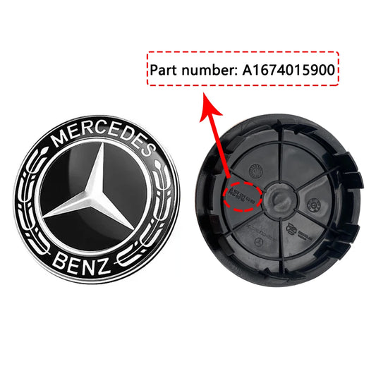 New Black 4pcs ABS 75mm/65mm 6 Pin Wheel Center Caps Rims Hub Cover Badge Logo A1674015900 Accessories For Mercedes Benz