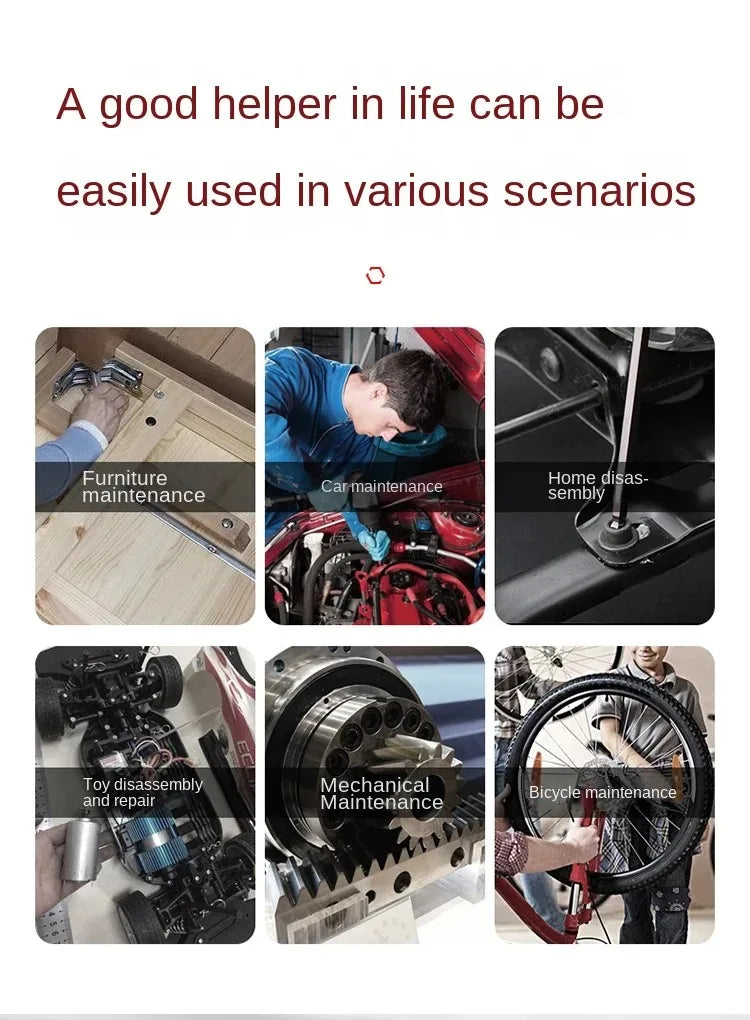 DELIXI ELECTRIC kuusiokoloavainsarja, kuusiokoloavaimen ruuvimeisselisarja holkilla universaalin vääntömomentin pitkä metriikka, moottoripyörille, polkupyörille