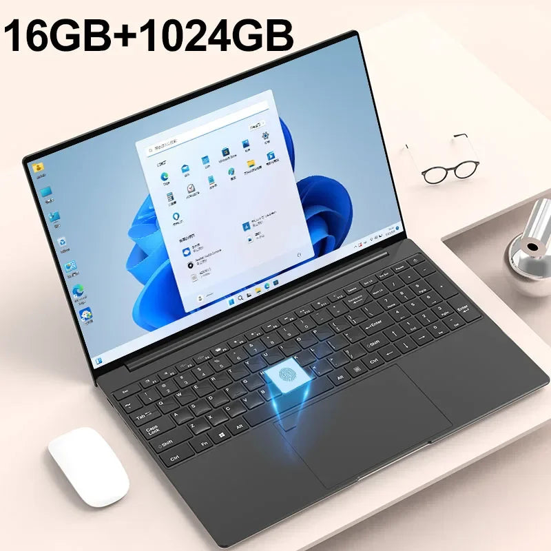 Brand 15.6" Inch Laptop 32GB RAM DDR4 2TB SSD ROM Windows 11 Pro Fingerprint Unlock Backlit Keyboard Portable Office Notebook